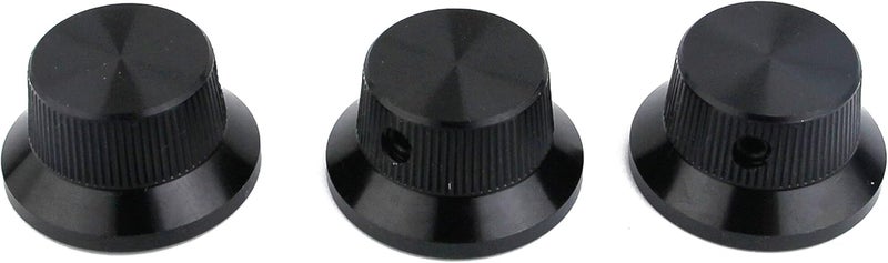 guyker Electric Guitar Bass Control Potentiometer Knobs, Aluminum alloy Hat Top Metal Volume Knob Replacement Parts (3 Piece, Black) - Image 1